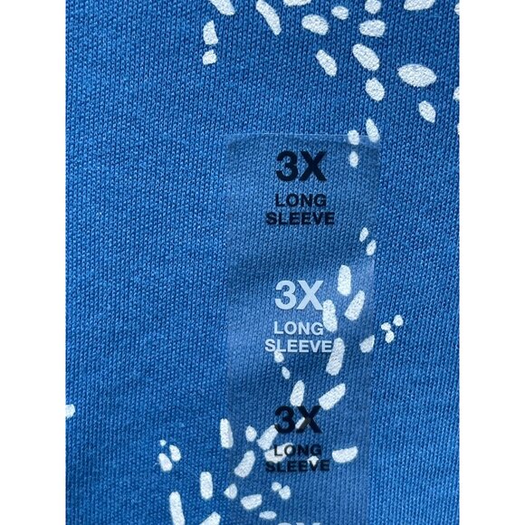 Style & Co Sz 3X Blue Long Sleeve Top 3X Dotted Blue - Picture 6 of 8